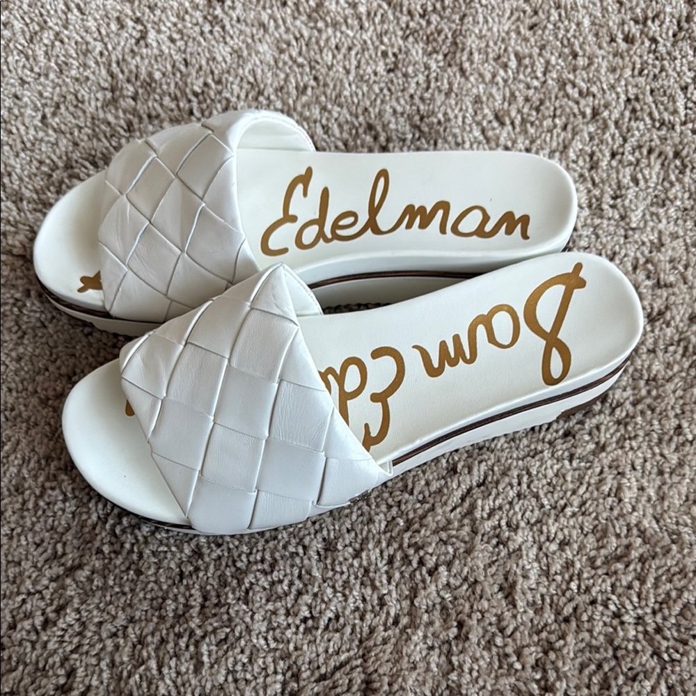 Sam Edelman White Quilted Sandals